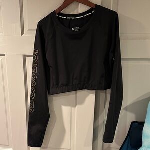 Black Long Sleeve Crop Top Active Wear